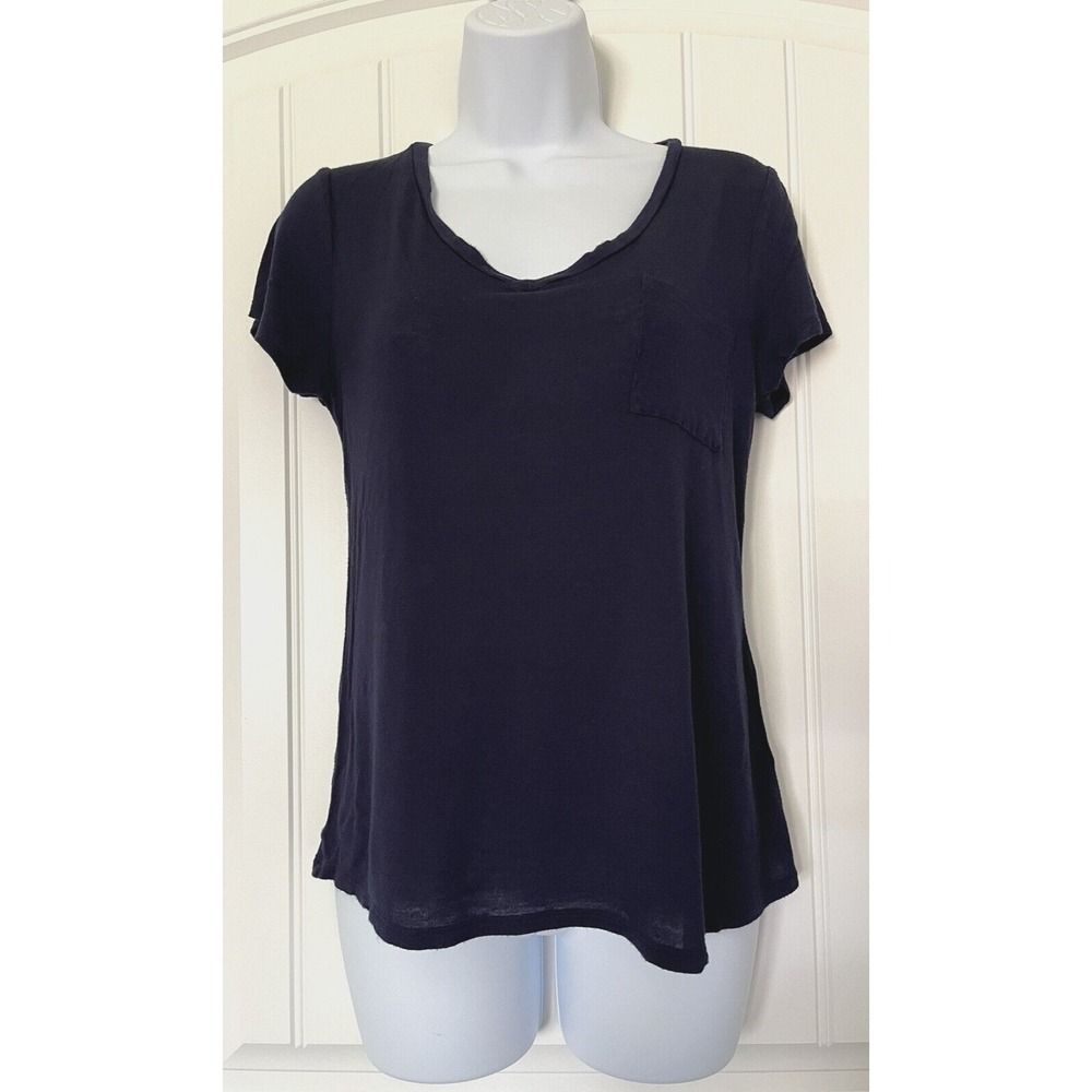 Active Basic Womens Blue Shirt Sz Small V Neck Short Sleeve Stretch Lightweight